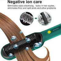 2-in-1 Hair Straightener Brush & Curling Comb – Fast Heating Electric Hot Comb, Anti-Scald Hair Styler Tool for Salon & Travel