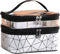 2-Layer Professional Makeup Bag & Cosmetic Organizer – Large Capacity Travel Pouch with Transparent Top, Zipper Storage & Spider Pattern Design (2025)