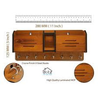 Lifestyle Glory Geometric Wooden Key Holder – 8 Hooks Wall Hanging Organizer for Keys & Home Decoration (Brown)