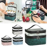 2-Layer Professional Makeup Bag & Cosmetic Organizer – Large Capacity Travel Pouch with Transparent Top, Zipper Storage & Spider Pattern Design (2025)