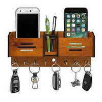 Lifestyle Glory Geometric Wooden Key Holder – 8 Hooks Wall Hanging Organizer for Keys & Home Decoration (Brown)