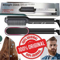 2-in-1 Hair Straightener Brush & Curling Comb – Fast Heating Electric Hot Comb, Anti-Scald Hair Styler Tool for Salon & Travel